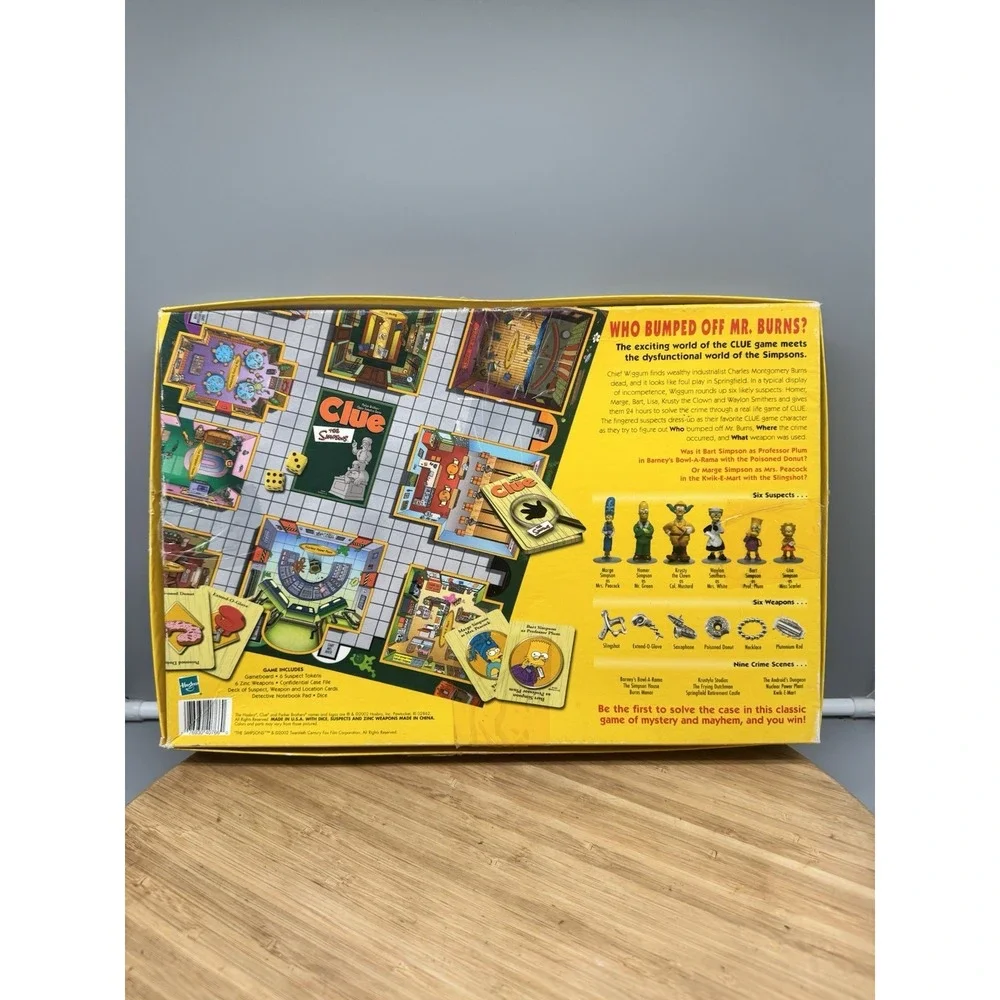 CLUE The Simpsons Complete Parker Brothers 2002 TV Show Cartoon